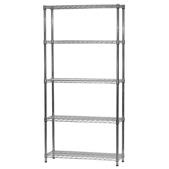 Shelving Inc. 12" d x 36" w x 64" h Chrome Wire Shelving with 5 Tier Shelves, Weight Capacity 800lbs Per Shelf