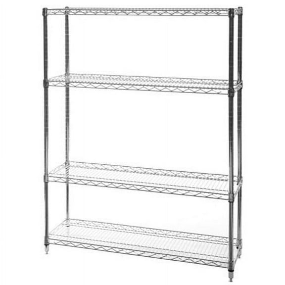 Shelving Inc. 12" d x 42" w x 54" h Chrome Wire Shelving with 4 Tier Shelves, Weight Capacity 800lbs Per Shelf