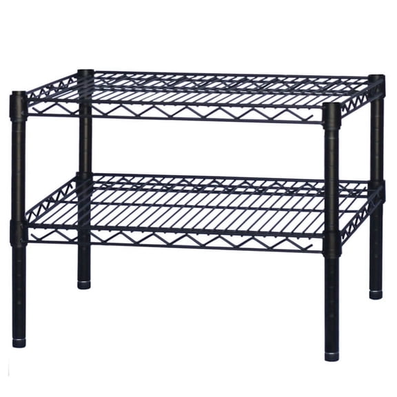 Shelving Inc. 12"d x 48"w x 14"h Black Wire Shelving with 2 Tier Shelves, Weight Capacity 300lbs Per Shelf