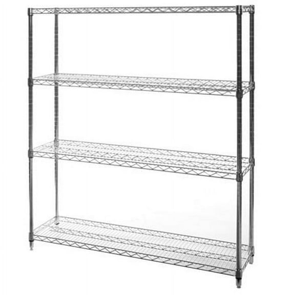 Shelving Inc. 12" d x 48" w x 72" h Chrome Wire Shelving with 4 Tier Shelves, Weight Capacity 800lbs Per Shelf