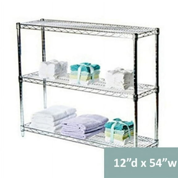 Shelving Inc. 12"d x 54"w Chrome Wire Shelving with 3 Shelves