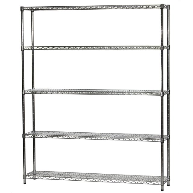 Shelving Inc. 12" d x 60" w x 96" h Chrome Wire Shelving with 5 Tier