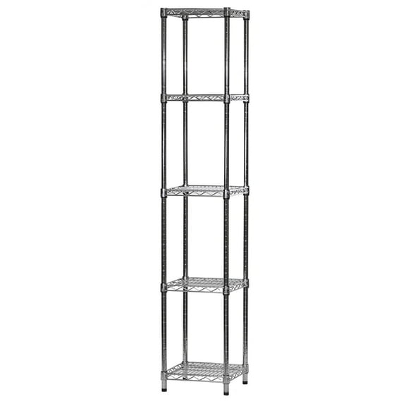 Shelving Inc. 14" d x 14" w x 84" h Chrome Wire Shelving with 5 Tier Shelves, Weight Capacity 800lbs Per Shelf