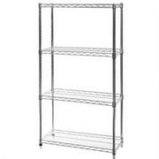 Shelving Inc. 14" d x 24" w x 64" h Chrome Wire Shelving with 4 Tier Shelves, Weight Capacity 800lbs Per Shelf
