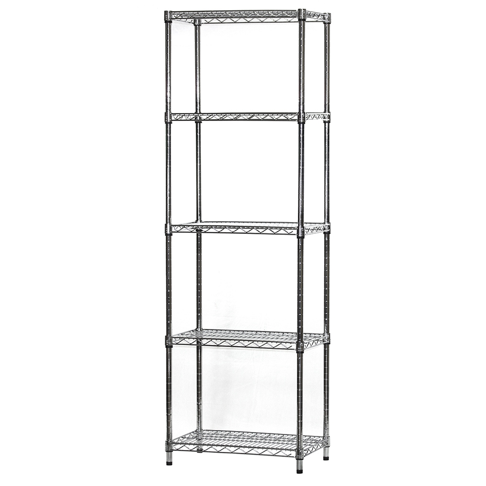 Shelving Inc. 14" d x 24" w x 72" h Chrome Wire Shelving with 5 Tier Shelves, Weight Capacity