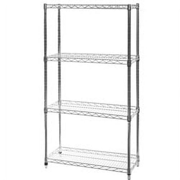 Shelving Inc. 14" d x 24" w x 96" h Chrome Wire Shelving with 4 Tier Shelves, Weight Capacity 800lbs Per Shelf
