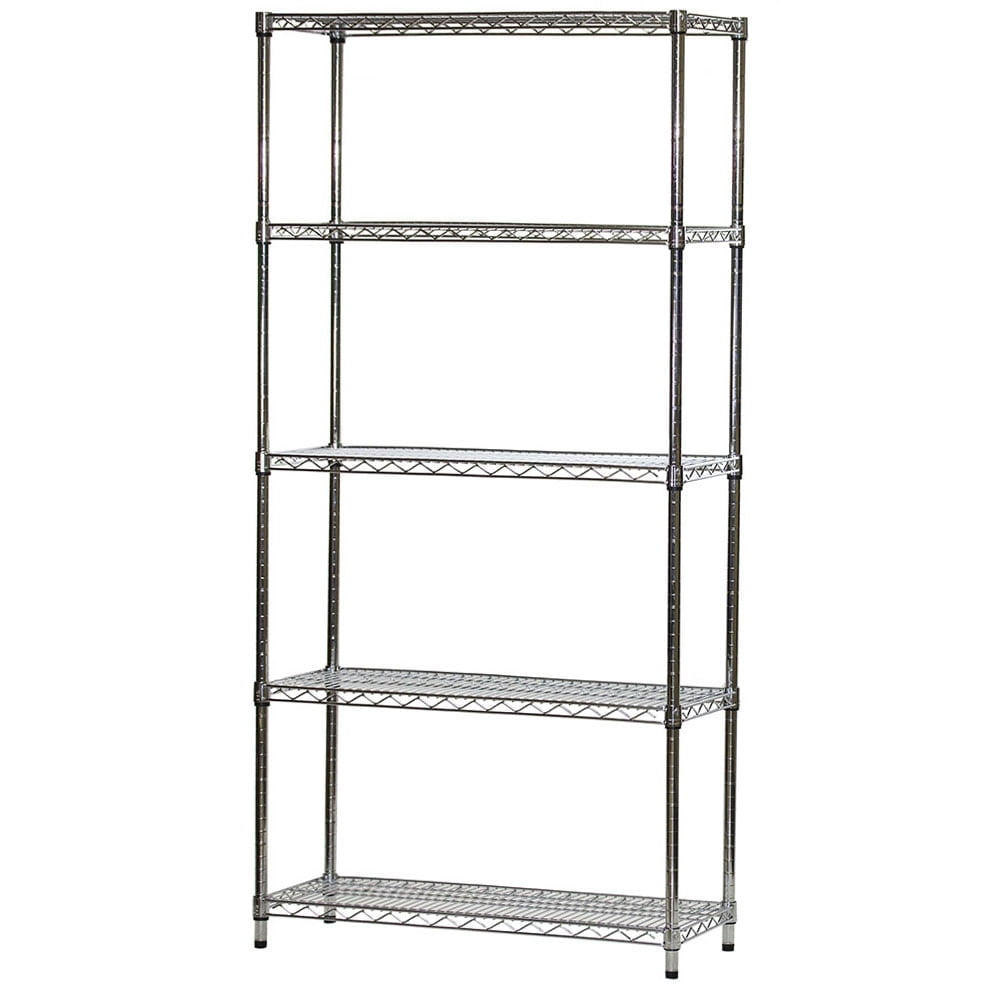 Chrome 5-Tier Adjustable Wire Shelving Unit, 72" x 36"