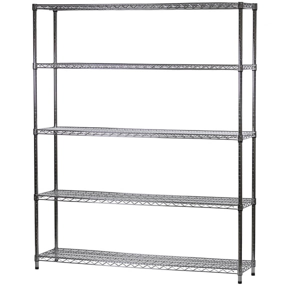 Shelving Inc. 14" d x 60" w x 72" h Chrome Wire Shelving with 5 Tier Shelves, Weight Capacity 800lbs Per Shelf