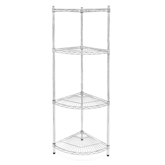 Shelving Inc. 18"d Radius Corner Wire Shelving with 4 Tier Shelves - 54" h, Weight Capacity 800lbs Per Shelf