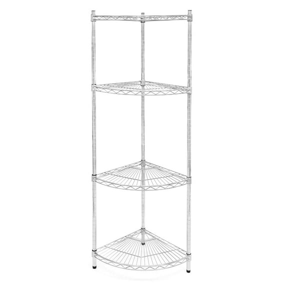 Shelving Inc. 18"d Radius Corner Wire Shelving with 4 Tier Shelves - 64" h, Weight Capacity 800lbs Per Shelf