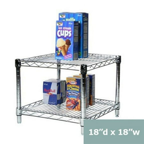 Shelving Inc. 18" d x 18" w Chrome Wire Shelving with 2 Shelves