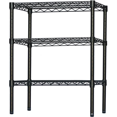 Shelving Inc. 18" d x 24" w x 34" h Black Wire Shelving with 3 Tier Shelves, Weight Capacity 300lbs Per Shelf