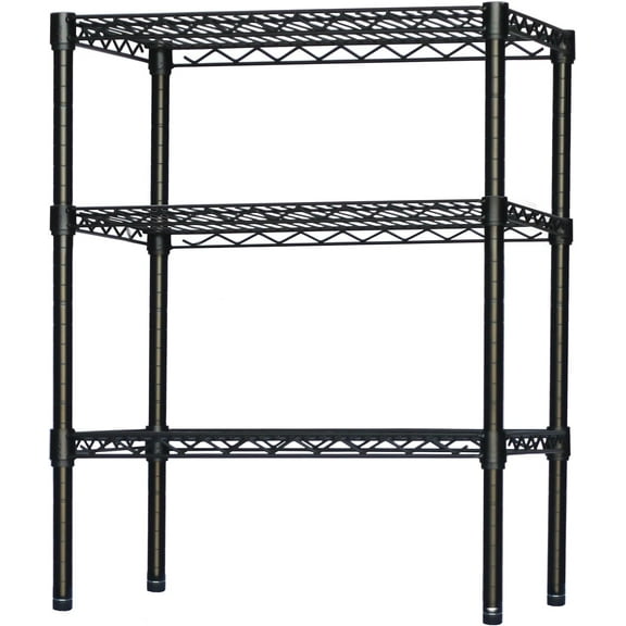 Shelving Inc. 18" d x 24" w x 34" h Black Wire Shelving with 3 Tier Shelves, Weight Capacity 300lbs Per Shelf