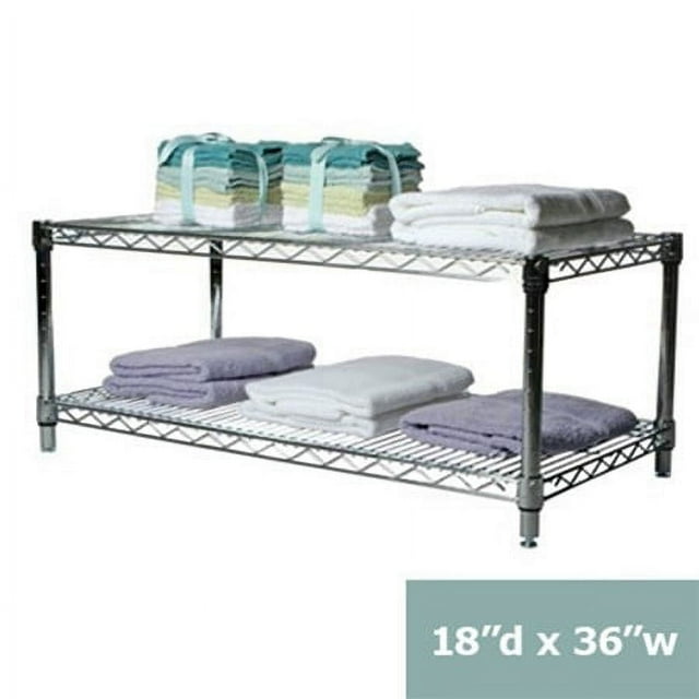 Shelving Inc. 18" d x 36" w Chrome Wire Shelving with 2 Shelves