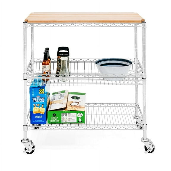 Shelving Inc. 18"d x 36"w x 38"h Mobile Kitchen Island, Weight Capacity 600lbs, Evenly Distributed