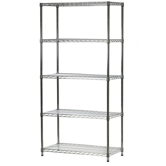 Shelving Inc. 18" d x 36" w x 72" h Chrome Wire Shelving with 5 Shelves