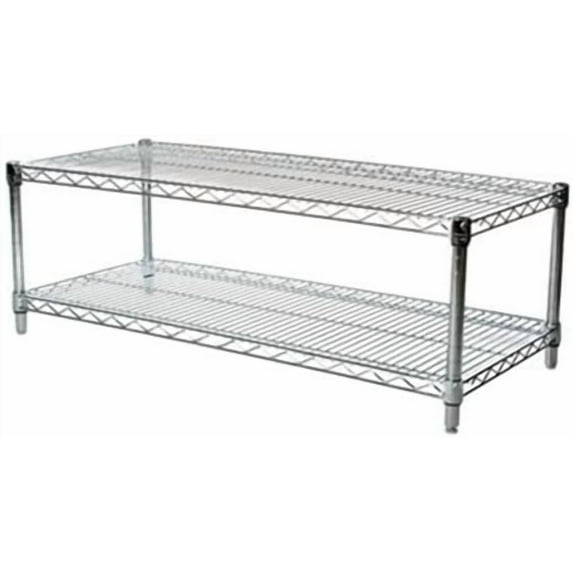 Shelving Inc. 21" d x 48" w x 14" h Chrome Wire Shelving with 2 Tier Shelves, Weight Capacity 800lbs Per Shelf