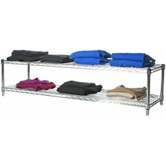Shelving Inc. 21" d x 60" w x 14" h Chrome Wire Shelving with 2 Tier Shelves, Weight Capacity 800lbs Per Shelf