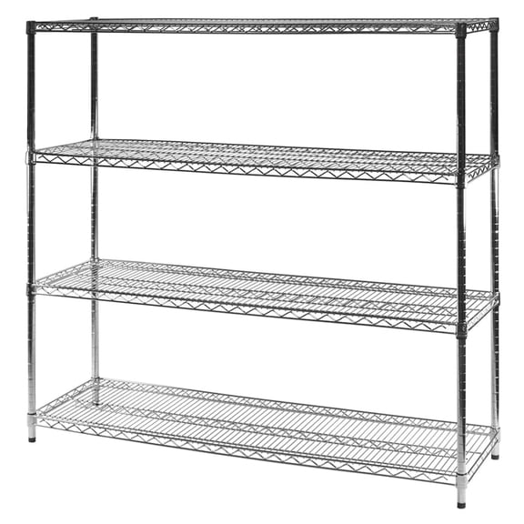 Shelving Inc. 21"d x 60"w x 54"h Chrome Wire Shelving with 4 Tier Shelves, Weight Capacity 500lbs Per Shelf