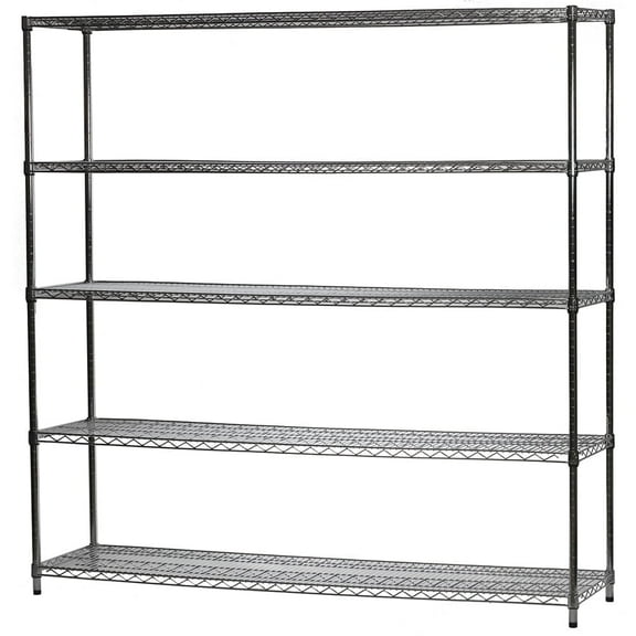 Shelving Inc. 21"d x 72"w x 72"h Chrome Wire Shelving with 5 Tier Shelves, Weight Capacity 800lbs Per Shelf