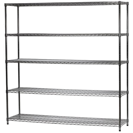 Shelving Inc. 21"d x 72"w x 96"h Chrome Wire Shelving with 5 Tier Shelves, Weight Capacity 800lbs Per Shelf