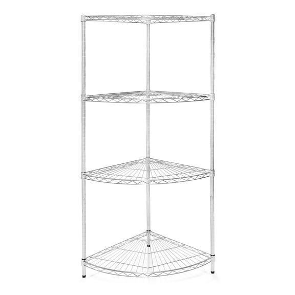 Shelving Inc. 24"d Radius Corner Wire Shelving with 4 Tier Shelves - 84" h, Weight Capacity 800lbs Per Shelf