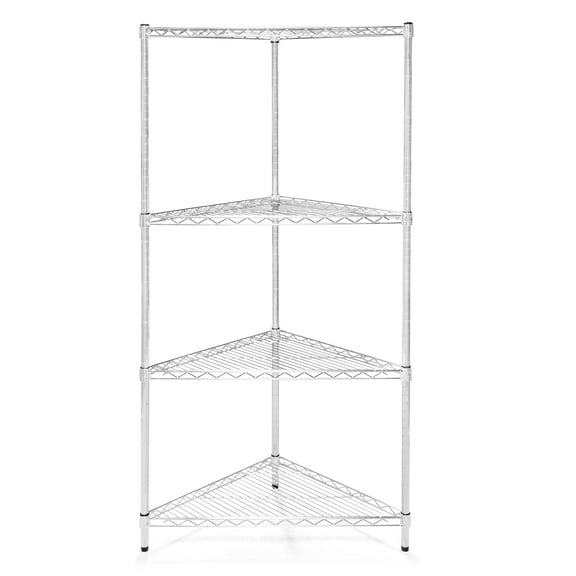 Shelving Inc. 24"d Triangle Corner Wire Shelving with 4 Tier Shelves - 54" h, Weight Capacity 800lbs Per Shelf