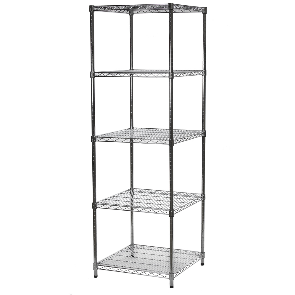 HSS 14"Dx30"Wx62"H, 5 Shelf Wire Shelving Rack with Casters, Chrome Color