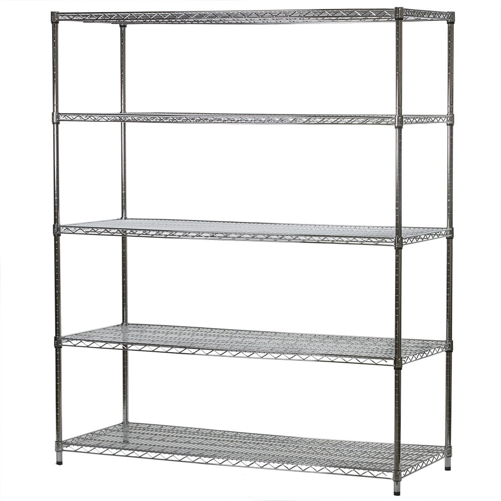 Shelving Inc. 24" d x 60" w x 72" h Chrome Wire Shelving with 5 Tier Shelves, Weight Capacity