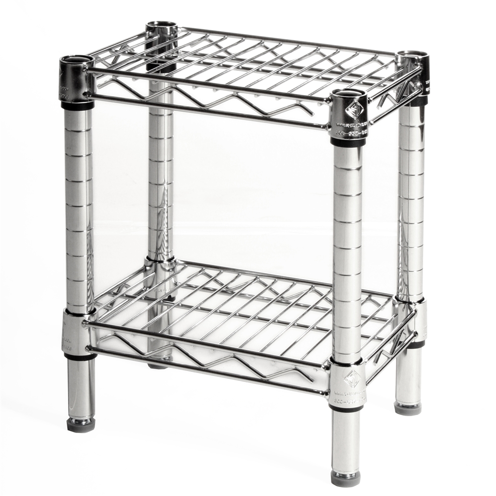 Shelving Inc. 8" d x 12" w Chrome Wire Shelving with 2 Tier Shelves