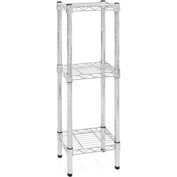 Shelving Inc. 8" d x 12" w Chrome Wire Shelving with 3 Tier Shelves, Weight Capacity 800lbs Per Shelf