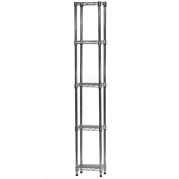 Shelving Inc. 8" d x 12" w x 54" h Chrome Wire Shelving with 5 Tier Shelves, Weight Capacity 800lbs Per Shelf