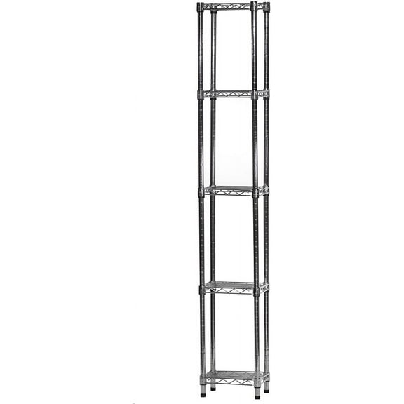 Shelving Inc. 8" d x 12" w x 96" h Chrome Wire Shelving with 5 Tier Shelves, Weight Capacity 800lbs Per Shelf