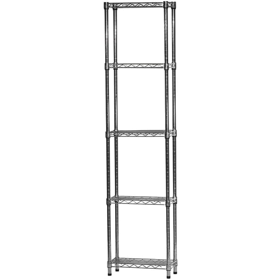 Shelving Inc. 8" d x 18" w x 72" h Chrome Wire Shelving with 5 Shelves