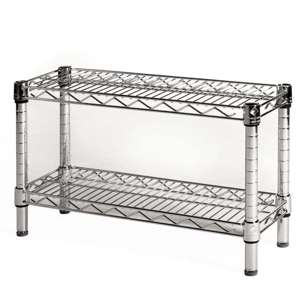 Chrome Wire Shelving Unit with Adjustable 2 Tier Shelves
