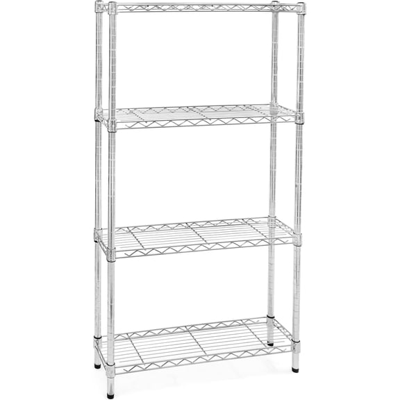 Shelving Inc. 8" d x 30" w x 72" h Chrome Wire Shelving with 4 Tier Shelves, Weight Capacity 800lbs Per Shelf