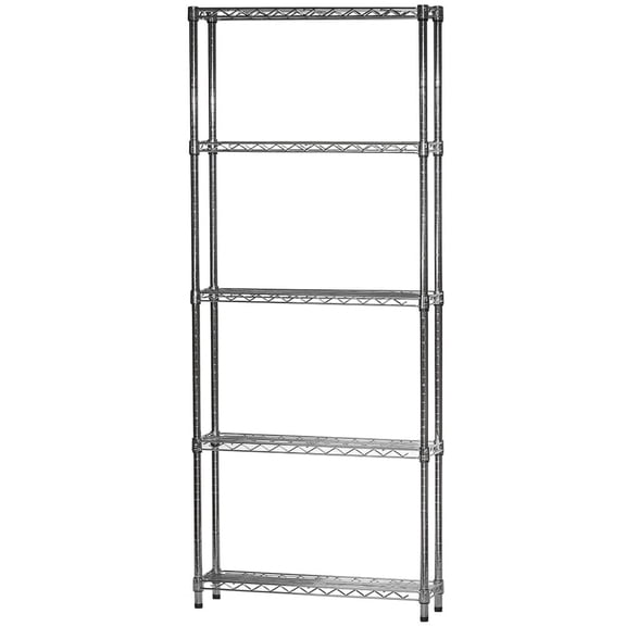 Shelving Inc. 8" d x 30" w x 72" h Chrome Wire Shelving with 5 Tier Shelves, Weight Capacity 800lbs Per Shelf