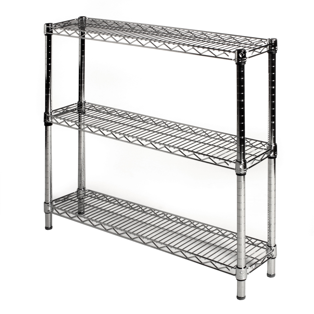 Shelving Inc. 8" d x 36" w Chrome Wire Shelving with 3 Tier Shelves