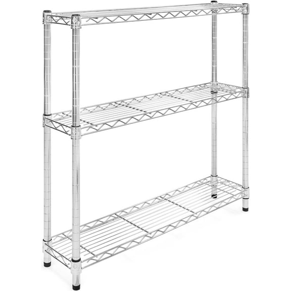 Shelving Inc. 8" d x 36" w Chrome Wire Shelving with 3 Tier Shelves, Weight Capacity 800lbs Per Shelf
