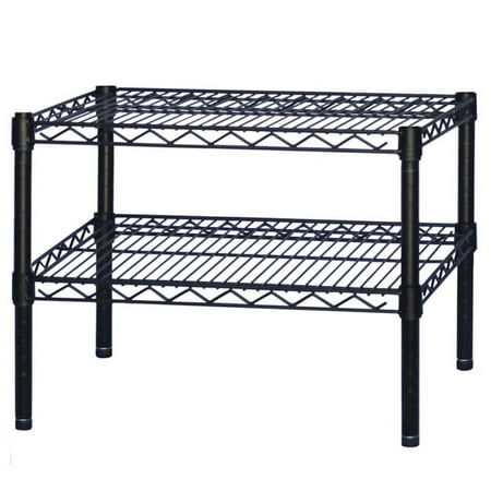 Shelving Inc. 8"d x 42"w x 14"h Black Wire Shelving with 2 Tier Shelves, Weight Capcity 300lbs Per Shelf