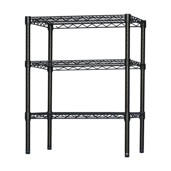 Shelving Inc. 8" d x 8" w x 34"h Black Wire Shelving with 3 Tier Shelves, Weight Capacity 300lbs Per Shelf