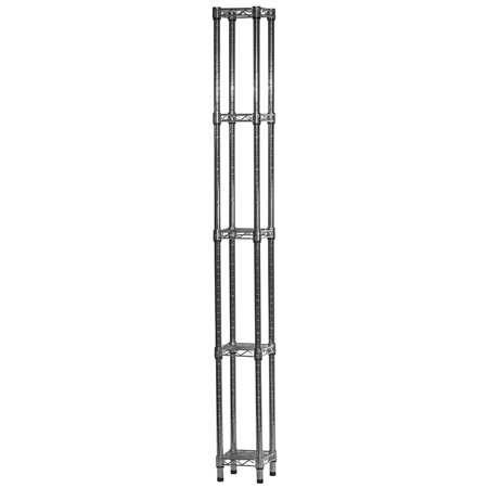 Shelving Inc. 8" d x 8" w x 96" h Chrome Wire Shelving with 5 Tier Shelves, Weight Capacity 800lbs Per Shelf