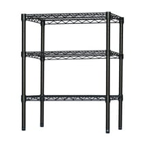 Shelving Inc. Black Wire Shelving with 3 Tier Shelves - 8" d x 24" w x 34" h, Weight Capacity 300lbs Per Shelf
