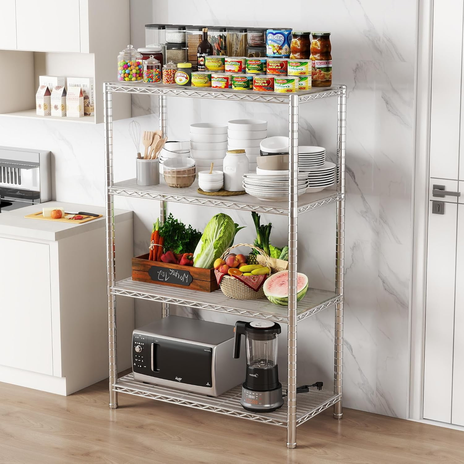 Shelving Unit with Shelf Liners Set of 4, Adjustable, NSF Certified