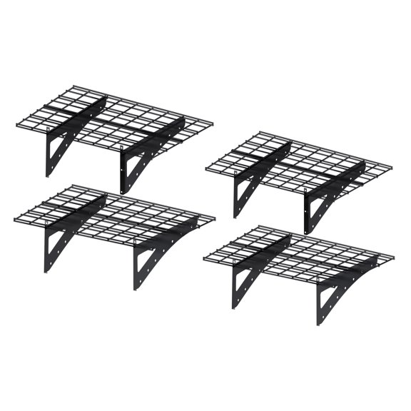 Shelving Units, 23.6*35.4 Inch Wall Mounted Wall Shelf for Garage Heavy Duty Wall Shelf, Supermarket Storage Shelf, Black, 4-Pack, Black Display Shelves,Metal Metal Shelving Units