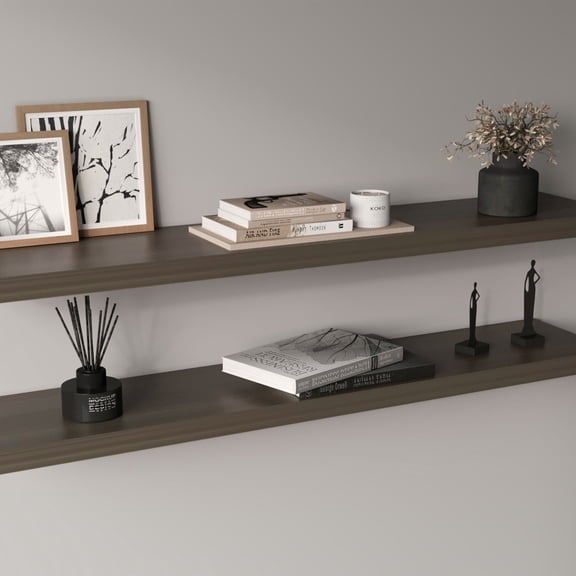 47 Inch Wide Floating Shelves Set of 2 for Wall Decor, Olive Particle Board Shelves for Living Room, Bedroom, Bathroom Storage, Book Shelves