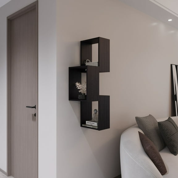 Shelving Units, Seyner 3-Cube Wall Shelf, Open Storage and Display Shelves for Living Room Decor or Office Decor, Black, Black Display Shelves,Particle Board Metal Shelving Units