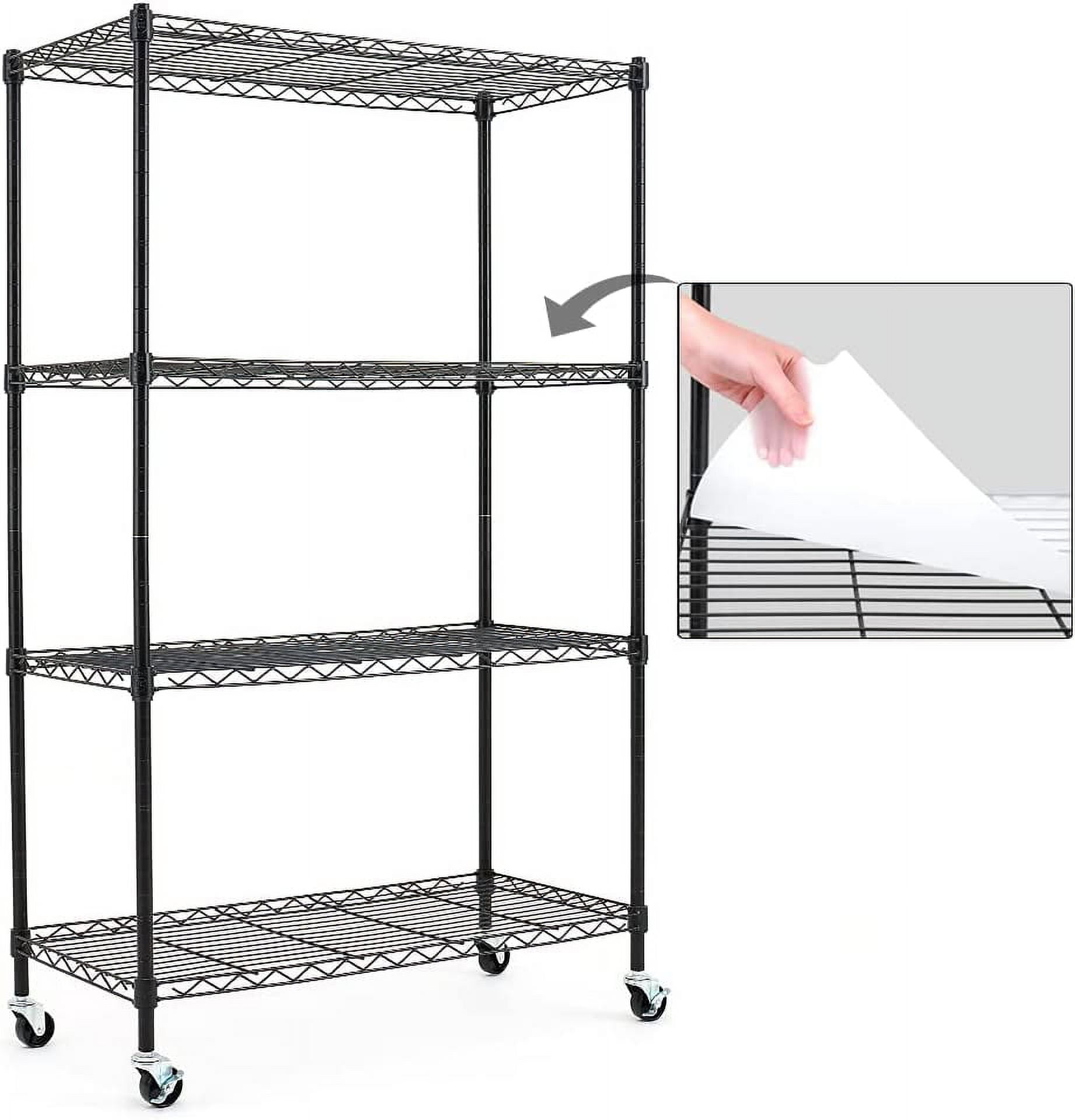 Shelving Units and Storage on Wheels with Shelf Liners Set of 4, NSF