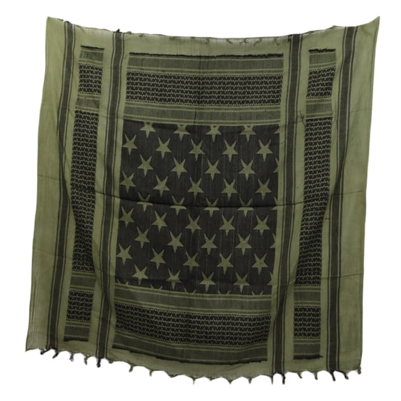 Shemagh Scarf, Middle Eastern Desert Scarf, Arab Scarf, Keffiyeh, Military Style, 42" x 42", Bandana, Hood, OD/Start and Stripes