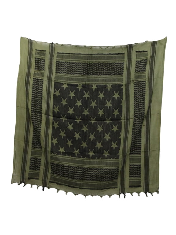 Shemagh Scarf, Middle Eastern Desert Scarf, Arab Scarf, Keffiyeh, Military Style, 42" x 42", Bandana, Hood, OD/Start and Stripes